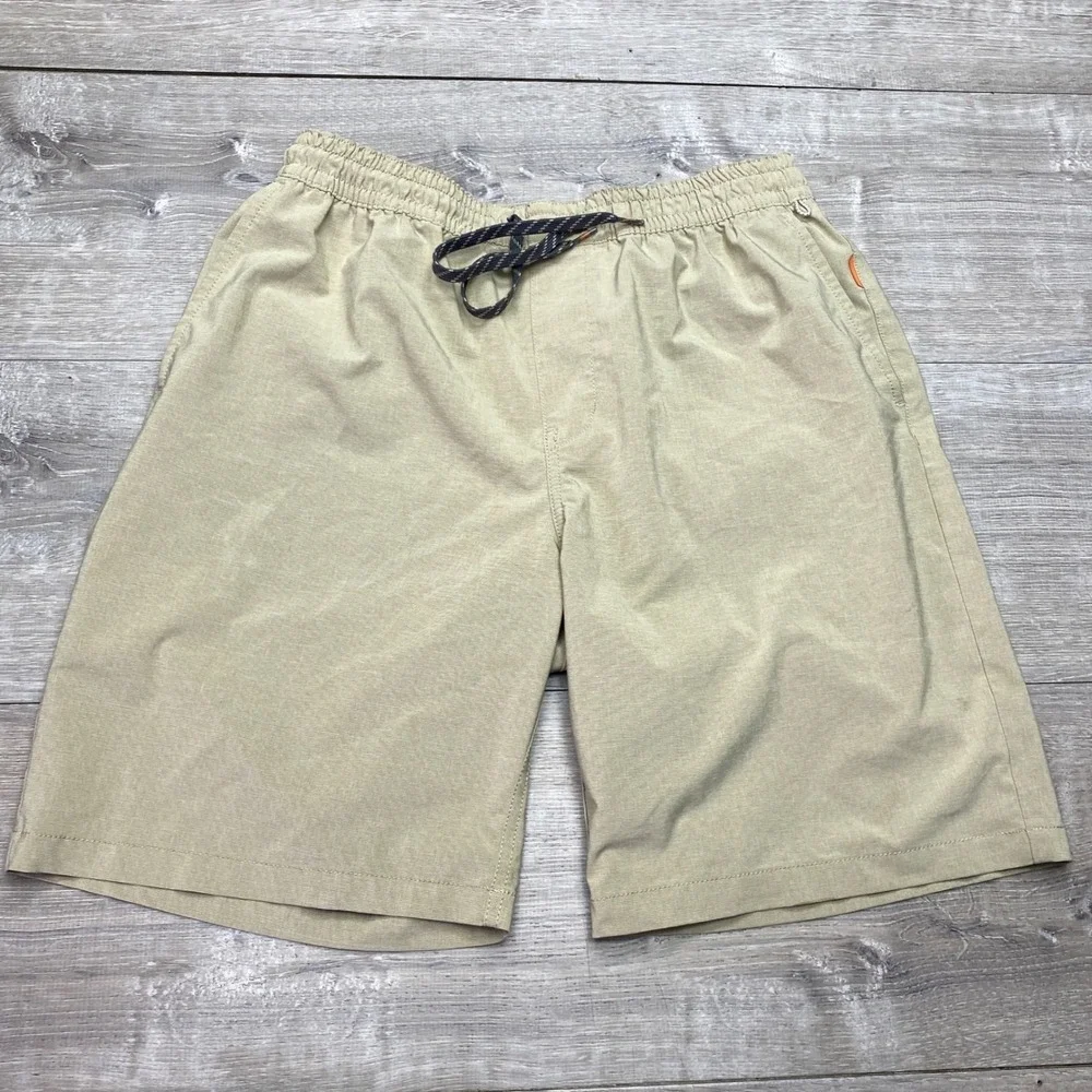 Quiksilver‎ Shorts Waterman Collection Mens Tan Khaki Elastic Waist Drawstring
